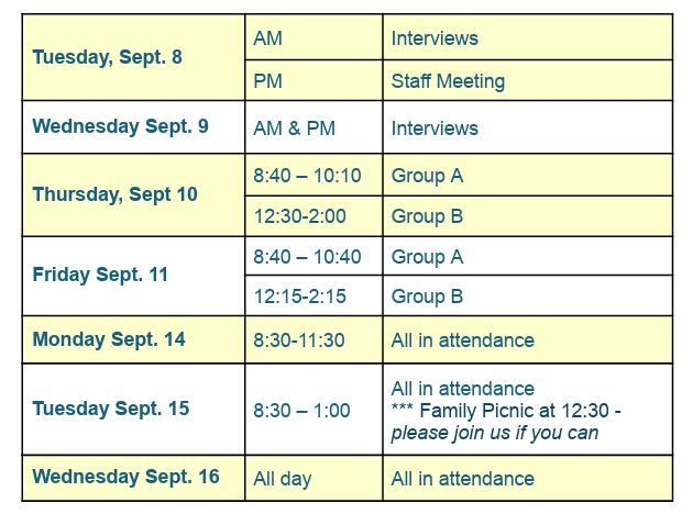 K Gradual Entry Schedule